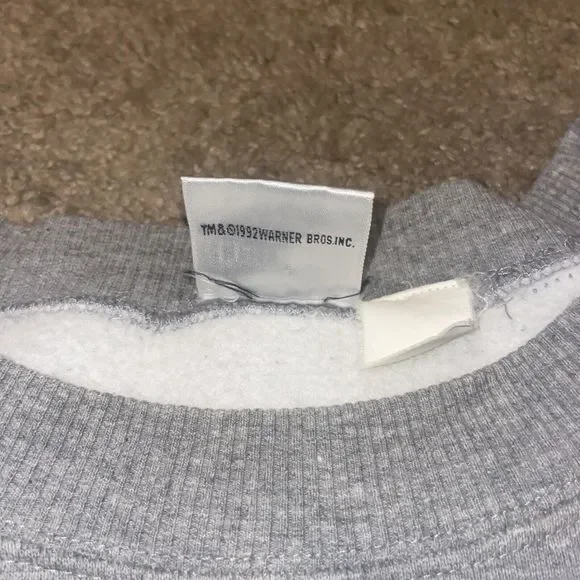 Vintage 1992 Acme Clothing Looney Tunes Embroidered Sweatshirt Gray Size Large - Picture 3 of 8